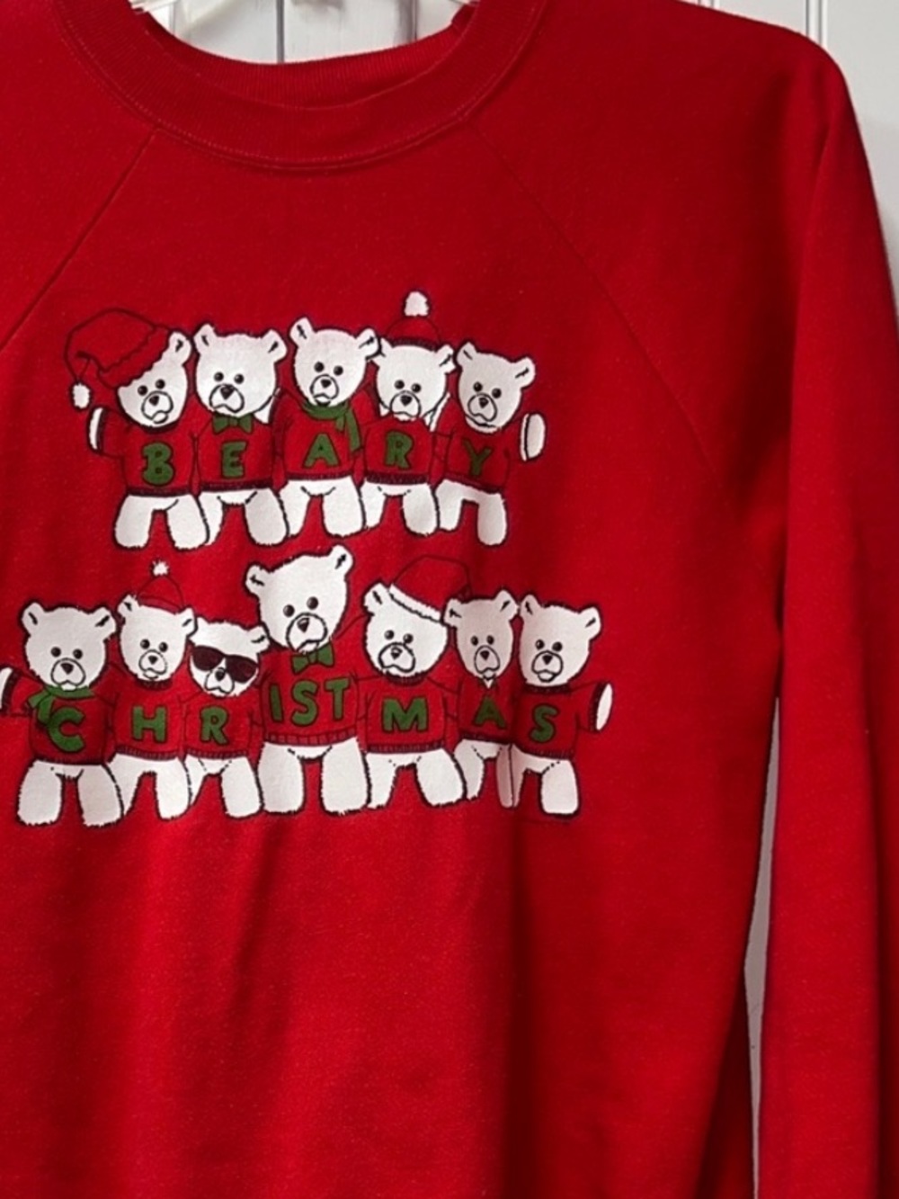 80s Teddy Bear Merry Christmas Sweatshirt XL Vintage